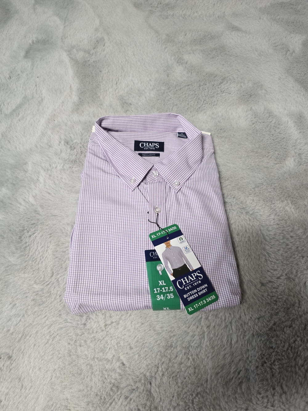 NWT Chaps Men’s Lavender Micro-Check Button-Down Dress Shirt